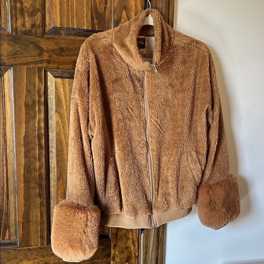 Honey Punch Tan Faux Fur Jacket